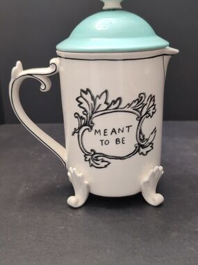 Anthropology Molly Hatch,Ment To Be White/Teal French Coffee Press.